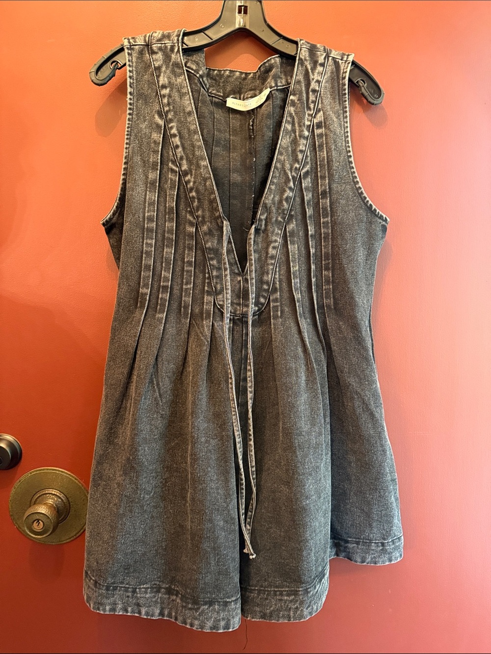 Altar’d State Sleeveless Washed Black Pintuck V-Neck Romper